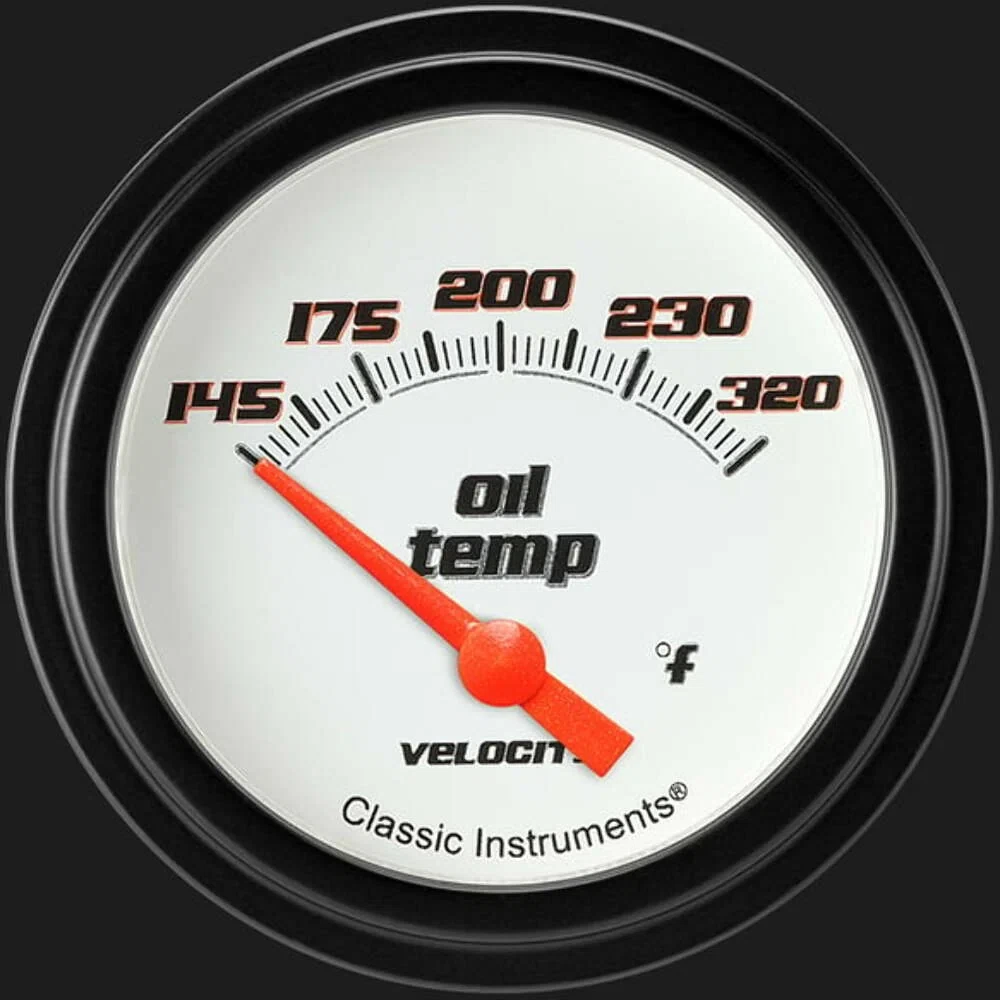 Velocity White 2 5_8_ Oil Temperature Gauge VS228WBLF
